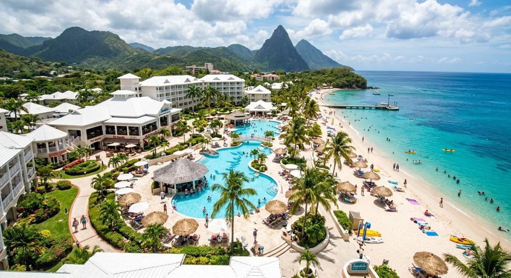 All inclusive resort with a pool and a beach